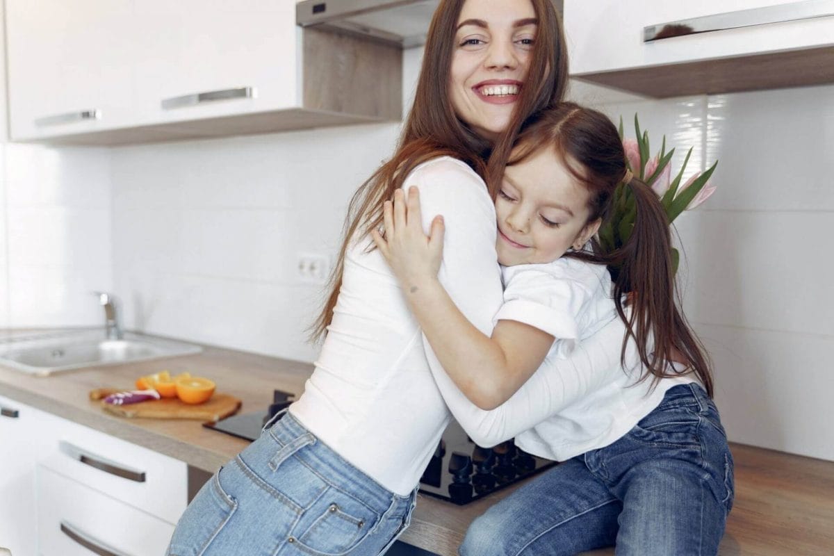 Work from Home Mum and Daughter-Hugging Each Other