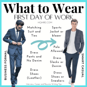 Infographic for Men who are having their First Day of Work. "How to Dress For First Day of Work [Men]"