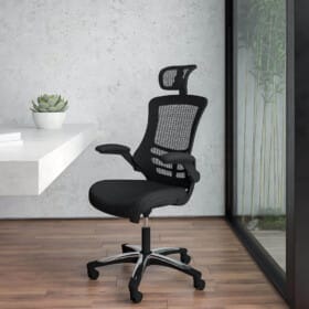 High-Back Black Mesh Swivel Ergonomic Chair by Flash Furniture (Lifestyle)
