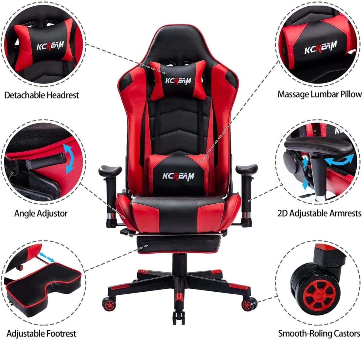 2. High Back Home Office Gaming Ergonomic Chair by KCREAM Function
