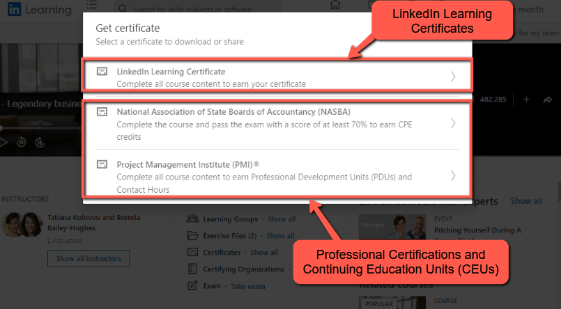 LinkedIn Learning - Certifications and Continuing Education Units (CEUs)