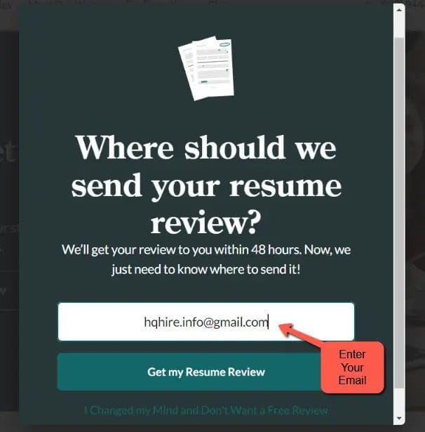 ZipJob, enter your email to receive your free resume review result