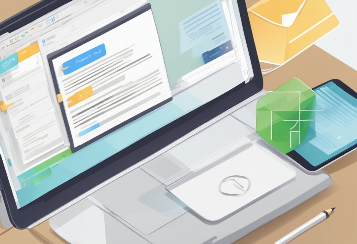 A computer screen displaying an email draft with the subject "Follow-up Email Step 2: Recap On The Meeting" and a cursor hovering over the send button