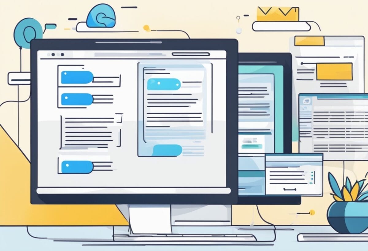 A computer screen showing a detailed step guide on writing an online meeting follow-up email, with highlighted key decisions and summaries