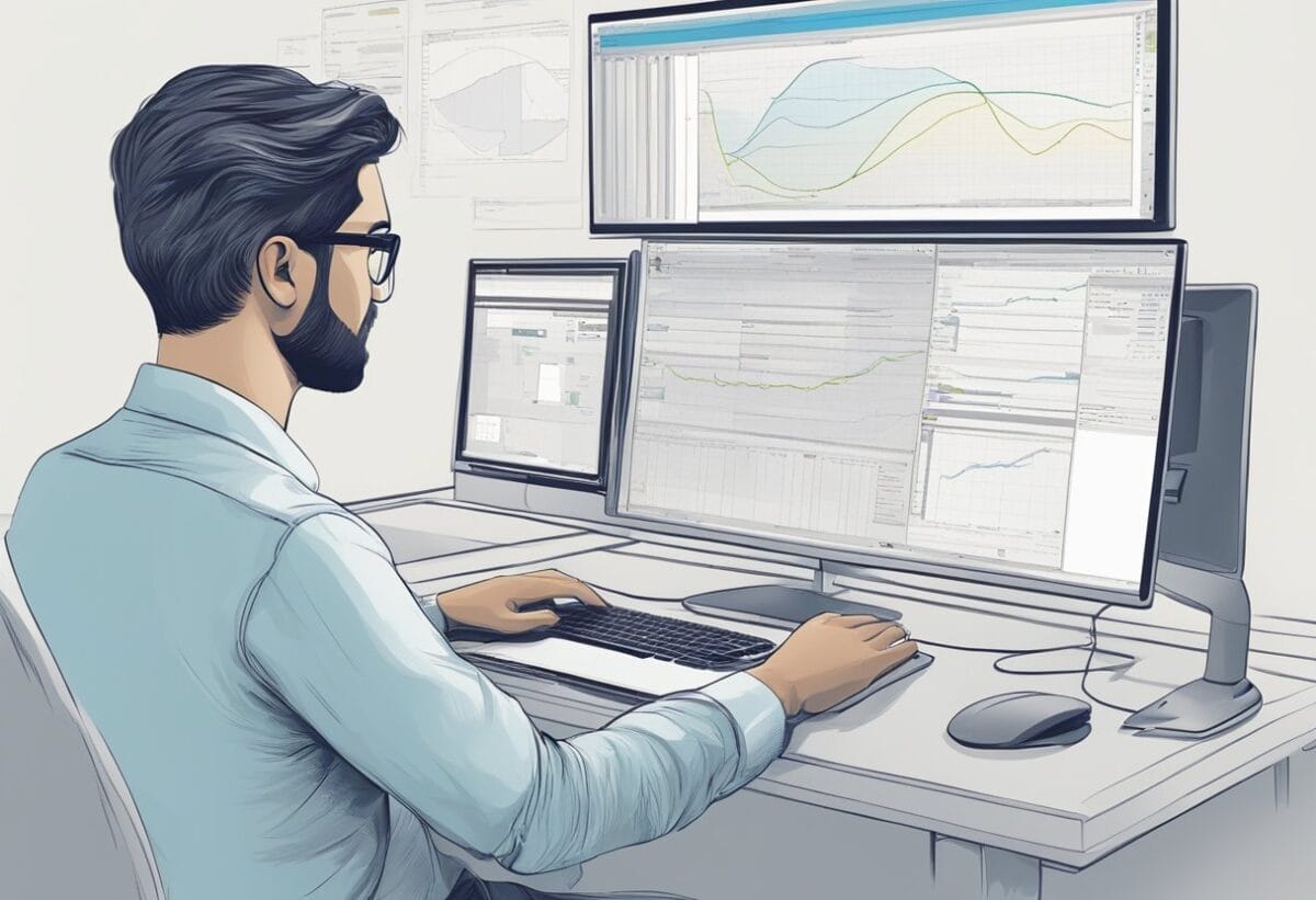 How to Answer “Describe your experience with a specific software, tool, or skill.” Job Interview Question (Tips and Examples) 3 A person using a computer, demonstrating proficiency with a specific software or tool through active engagement and navigation of the interface