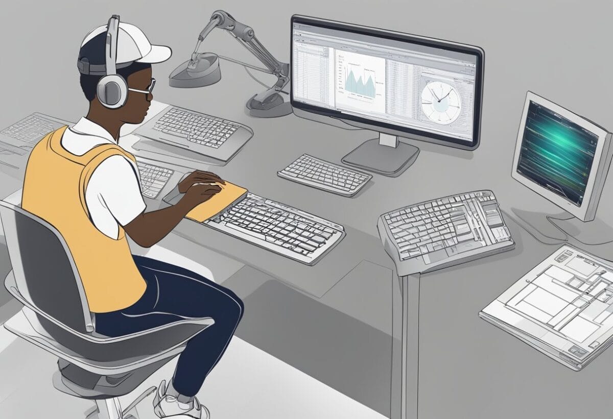 How to Answer “Describe your experience with a specific software, tool, or skill.” Job Interview Question (Tips and Examples) 4 A person using a computer to navigate and interact with a software interface, displaying proficiency and familiarity with the tool